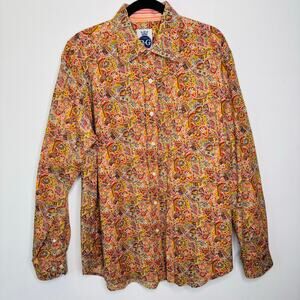 90s R&G London New York Paisley Dress Shirt Mens Size XL Cotton Vibrant Bold